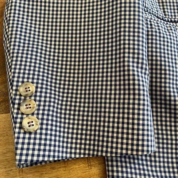 Vintage Orvis Gingham Check Blazer Mens 46R Navy Tan Sport Coat Union Made USA - Picture 11 of 16